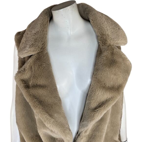 Isaac Mizrahi Live! Mixed Media Faux-Fur Vest with Pockets Taupe Large NWOT - Picture 3 of 13